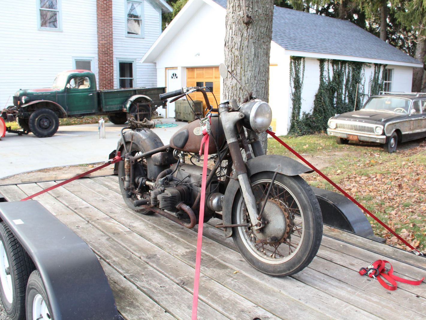 The Zundapp KS601 returning from storage after lightning strike.